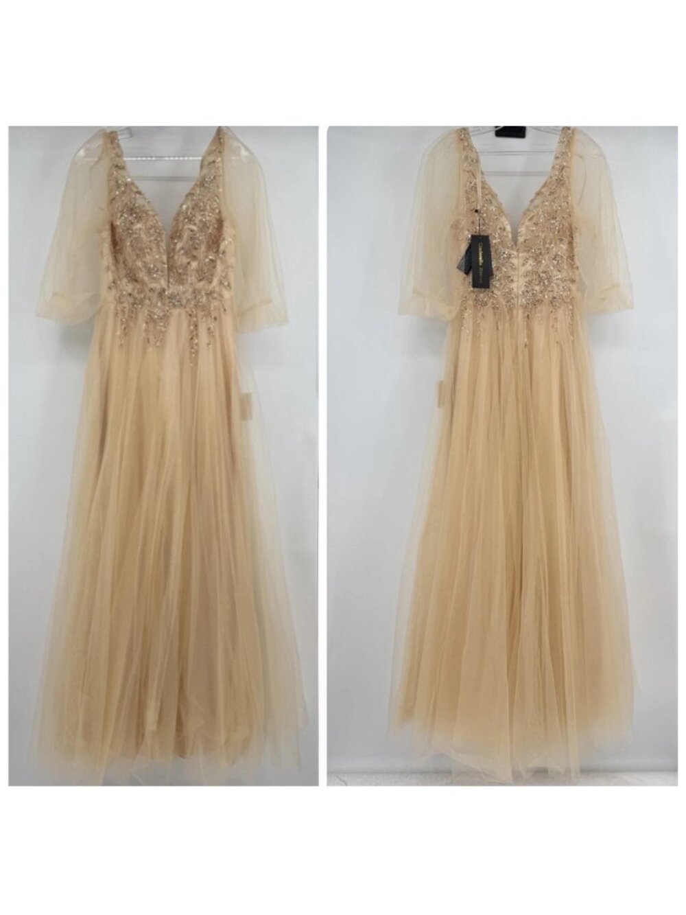 Cinderella Divine CD0182 Formal Dress Evening Gown size M Champagne NWT NEW